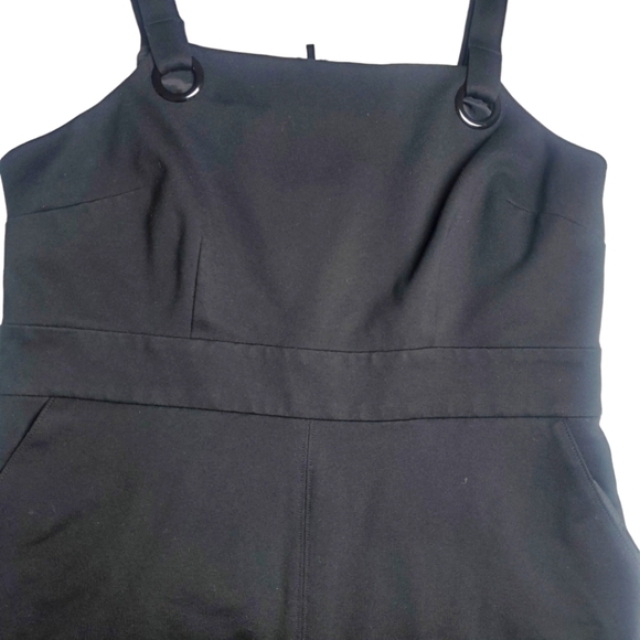 REITMANS Square Neck Sleeveless Sheath Black Dress Metal Eyelet Front Slit - Picture 4 of 14